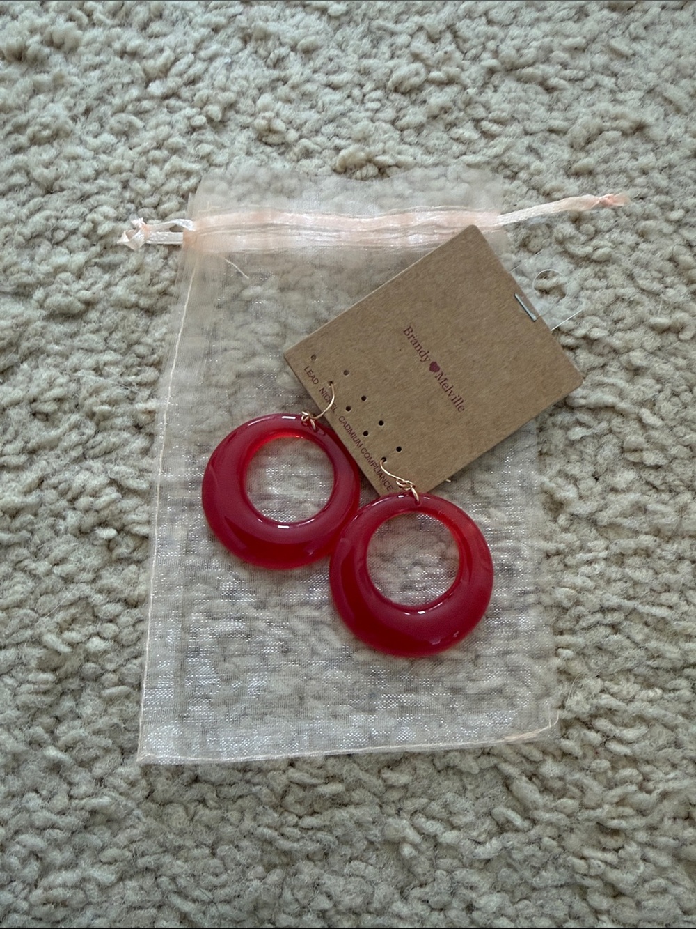 Brandy melville red hoop earrings